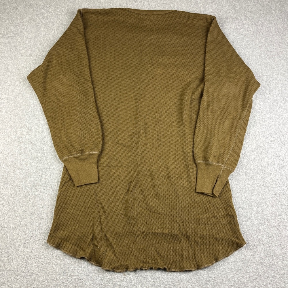 VTG Morgan Mills Thermal Shirt Mens 2XL Brown Arctex Waffle Knit Long Sleeve 70s - Picture 3 of 7
